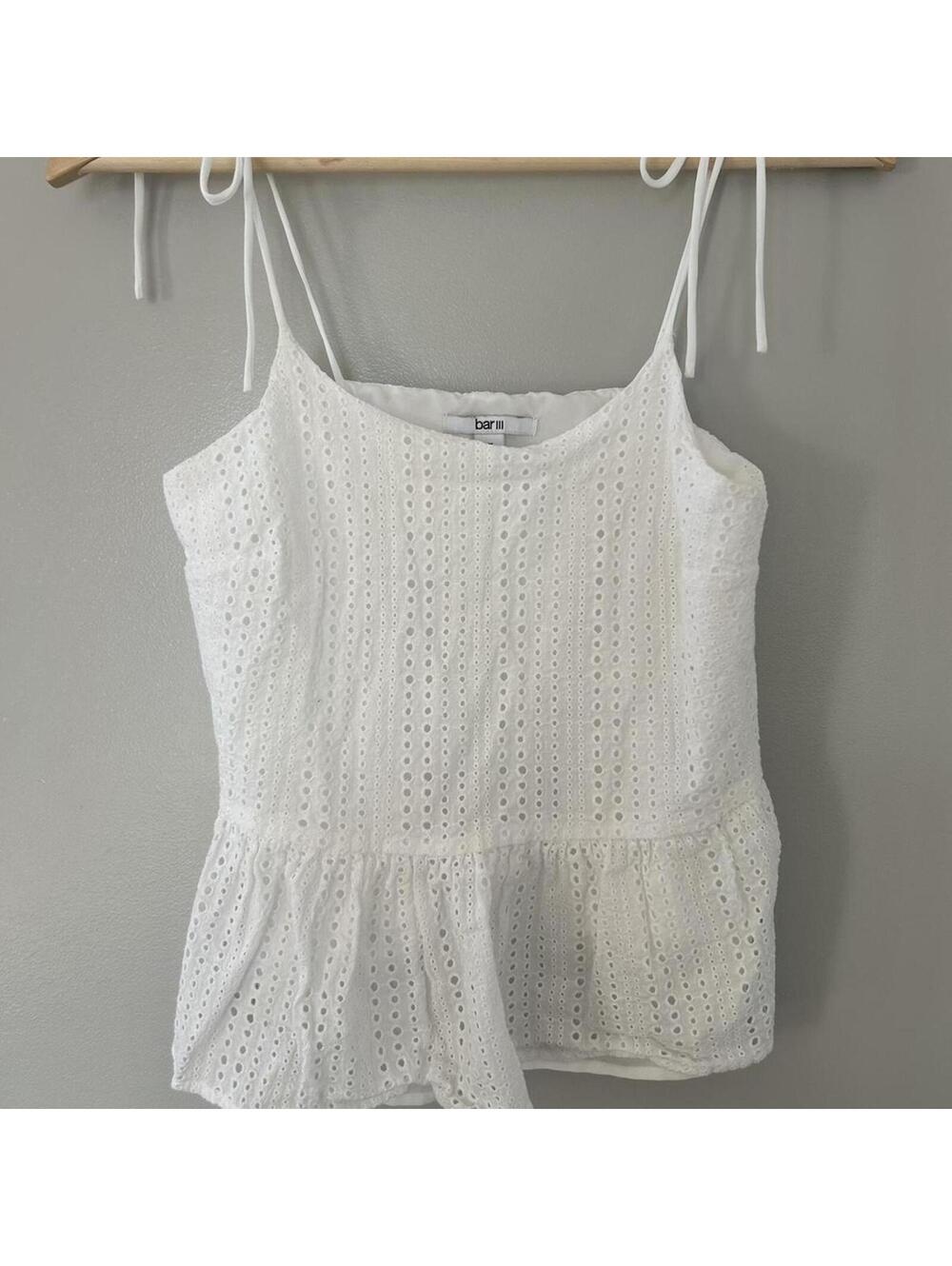 Bar III white eyelet top with adjustable straps.